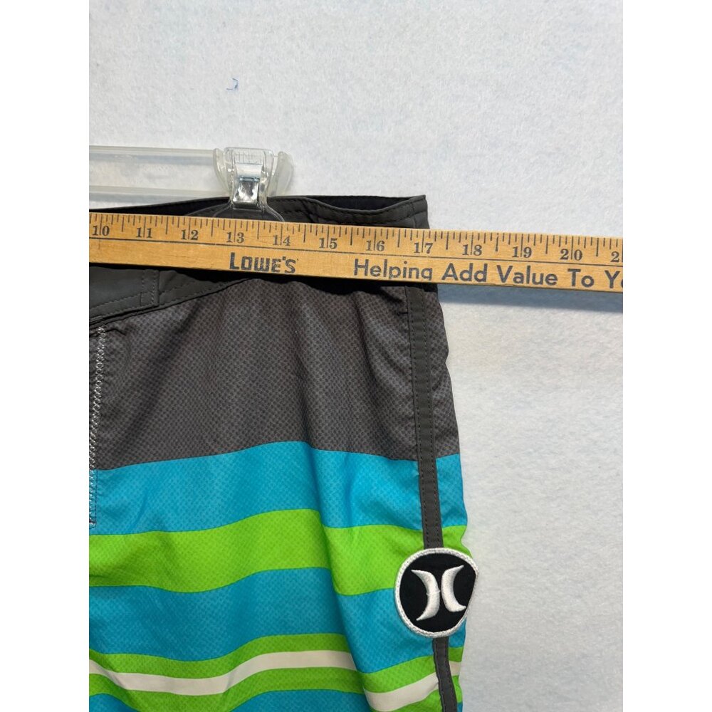 Hurley Phantom Mens Board Shorts Size 34 Gray/Green/Blue Polyester Surfwear - Picture 6 of 10